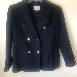 LOFT Cotton Pea Coat with gold- tone buttons